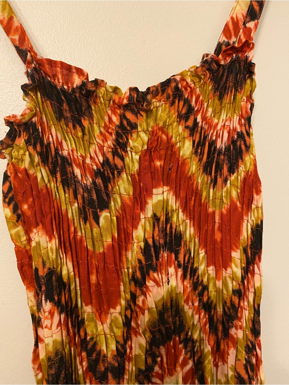 Just Love Orange, Yellow & Black Floral Tie-Dye Dress
